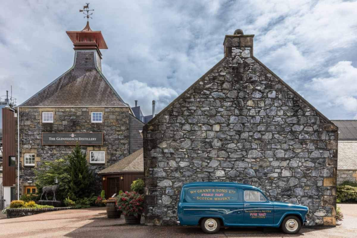 Glenfiddich distillery in Dufftown, Speyside, pictured for our Glenfiddich price Malaysia guide