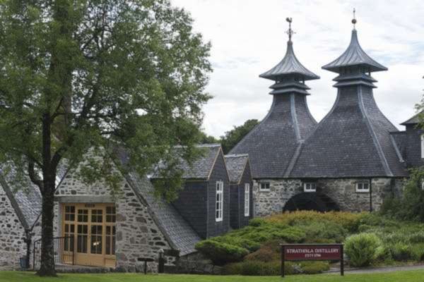 Twin pagoda roofs of Strathisla Distillery in Keith, spiritual home of Chivas Regal